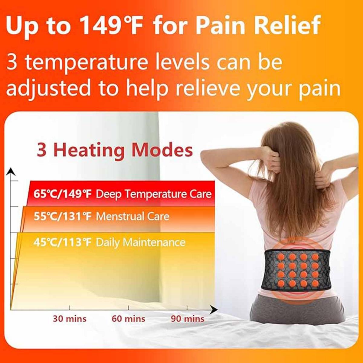 UTK Cordless Far Infrared Heating Pad, Wireless Heating Belt for Waist, Lumbar, Abdomen - Black UTK Cordless Far Infrared Heating Pad, Wireless Heating Belt for Waist, Lumbar, Abdomen - Black