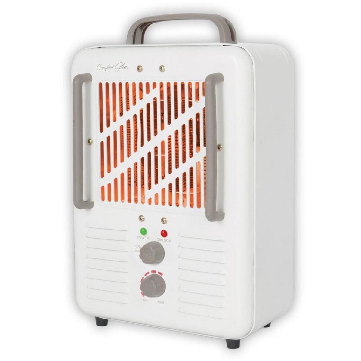 World Marketing Comfort Glow Milkhouse Style Electric Heater with 3-prong Grounded Plug - White World Marketing Comfort Glow Milkhouse Style Electric Heater with 3-prong Grounded Plug - White