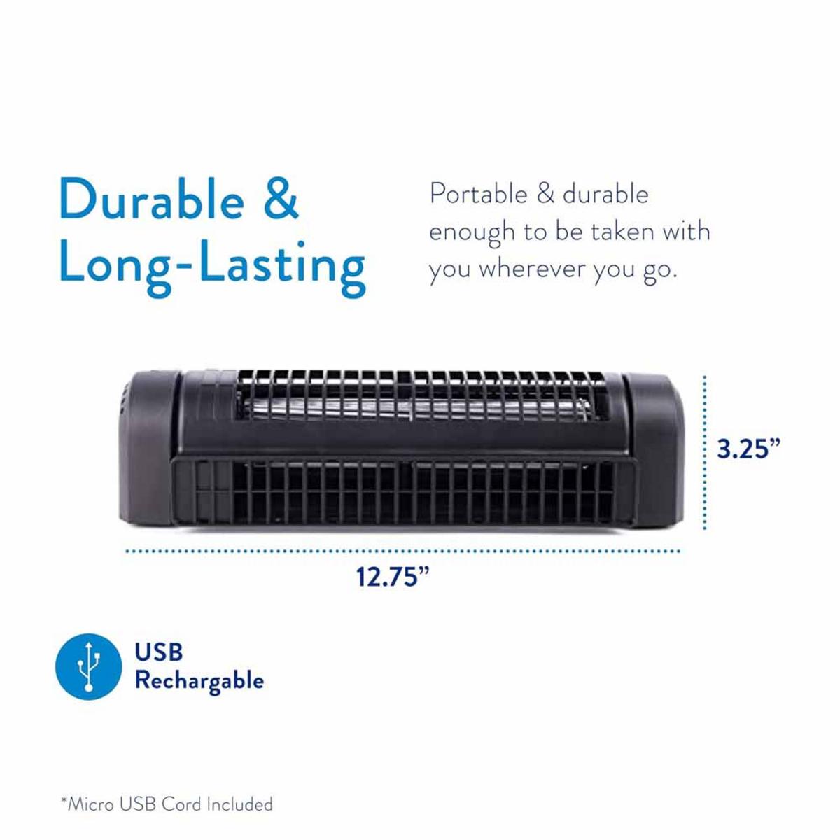 O2 Cool Treva Body Breeze Rechargeable Personal Fan with Wide Cooling Reach - Black O2 Cool Treva Body Breeze Rechargeable Personal Fan with Wide Cooling Reach - Black