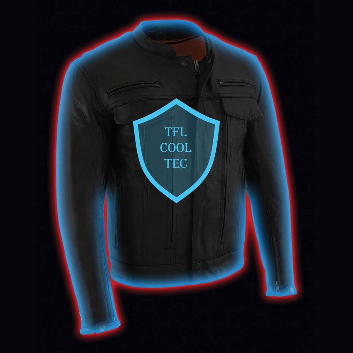 Milwaukee Leather Men's Cool-Tec Real Leather Scooter Style Motorcycle Jacket with Utility Pockets Milwaukee Leather Men's Cool-Tec Real Leather Scooter Style Motorcycle Jacket with Utility Pockets