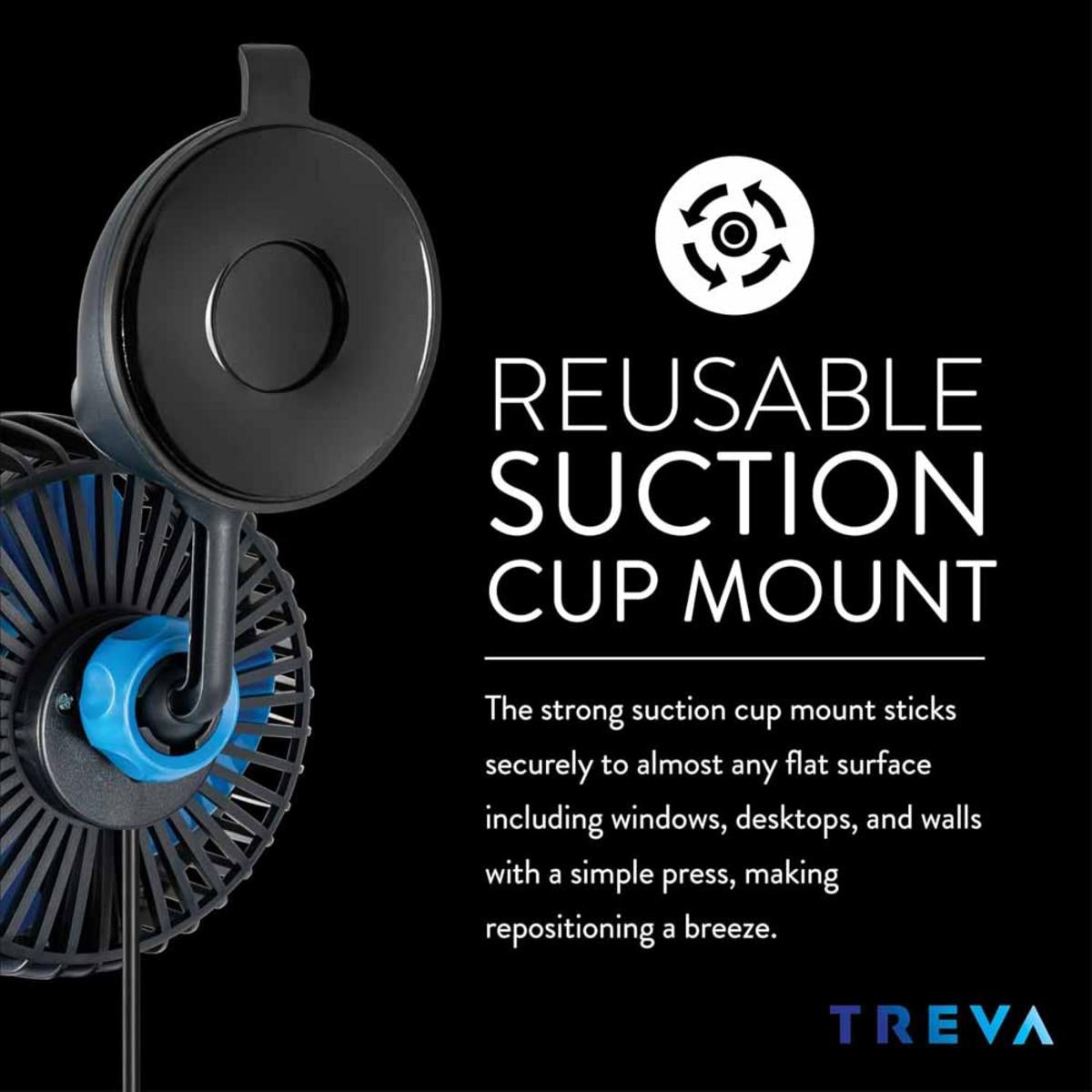 O2 Cool Treva 3.5 Inch USB Powered Fan with Suction Cup - Black O2 Cool Treva 3.5 Inch USB Powered Fan with Suction Cup - Black