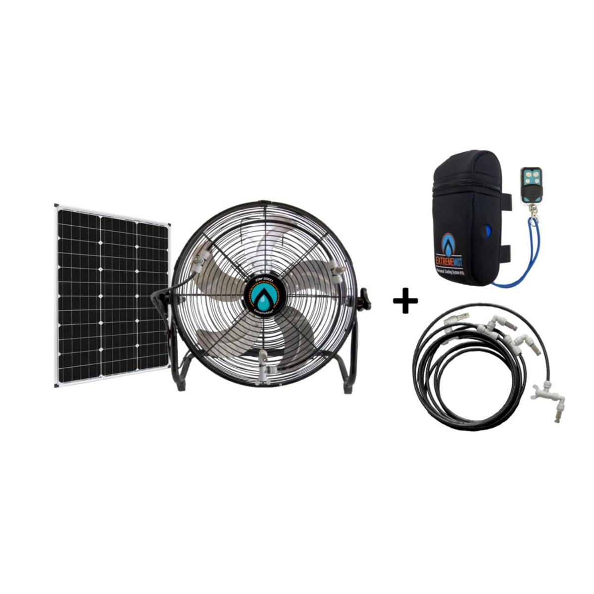 ExtremeMIST 3-n-1 Portable Misting Fan with Solar Panel, Mist Pump and 16ft Mist Line Attachment ExtremeMIST 3-n-1 Portable Misting Fan with Solar Panel, Mist Pump and 16ft Mist Line Attachment