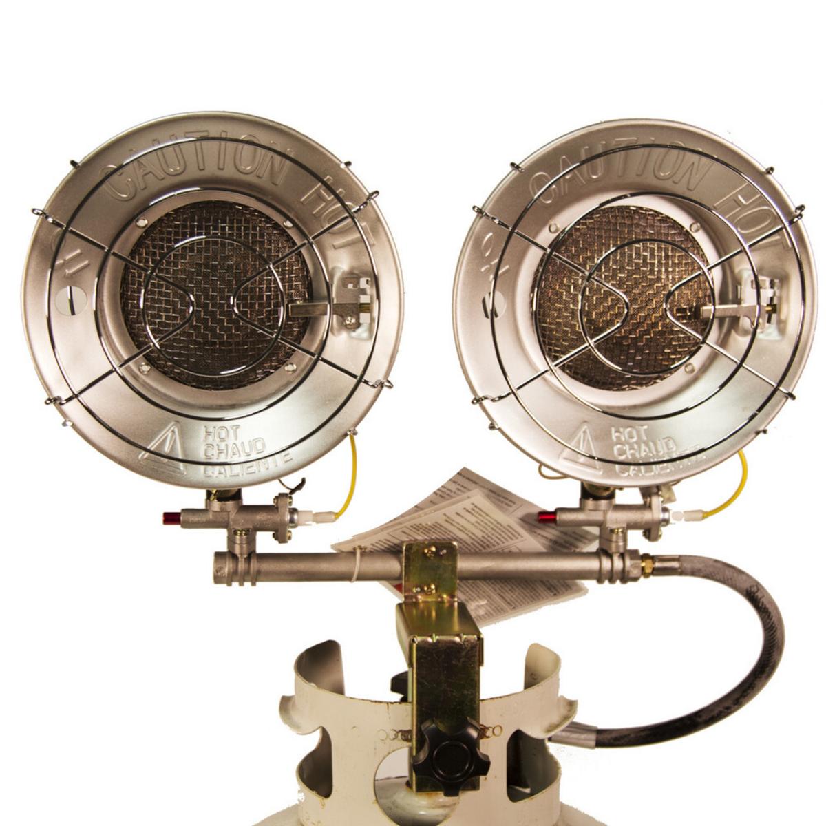 World Marketing Double Burner Tank Top Heater with Tip-over Shut-off - Match Ignition/Silver World Marketing Double Burner Tank Top Heater with Tip-over Shut-off - Match Ignition/Silver