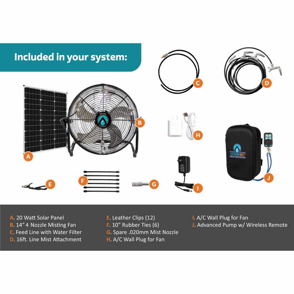 ExtremeMIST 4-n-1 Advanced Portable Misting Fan Pro with Solar Panel & PCS Pump ExtremeMIST 4-n-1 Advanced Portable Misting Fan Pro with Solar Panel & PCS Pump