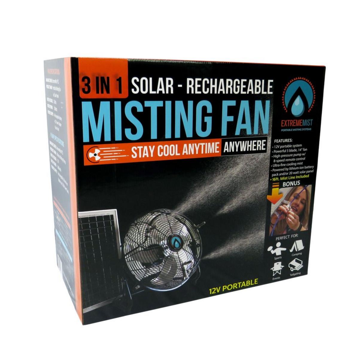ExtremeMIST 3-n-1 Portable Misting Fan with Solar Panel, Mist Pump and 16ft Mist Line Attachment ExtremeMIST 3-n-1 Portable Misting Fan with Solar Panel, Mist Pump and 16ft Mist Line Attachment