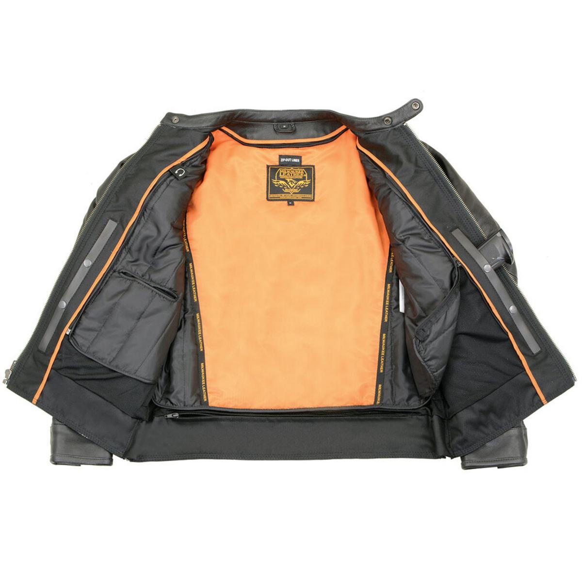 Milwaukee Leather Men's Cool-Tec Leather Scooter Style Motorcycle Jacket with Liner Milwaukee Leather Men's Cool-Tec Leather Scooter Style Motorcycle Jacket with Liner