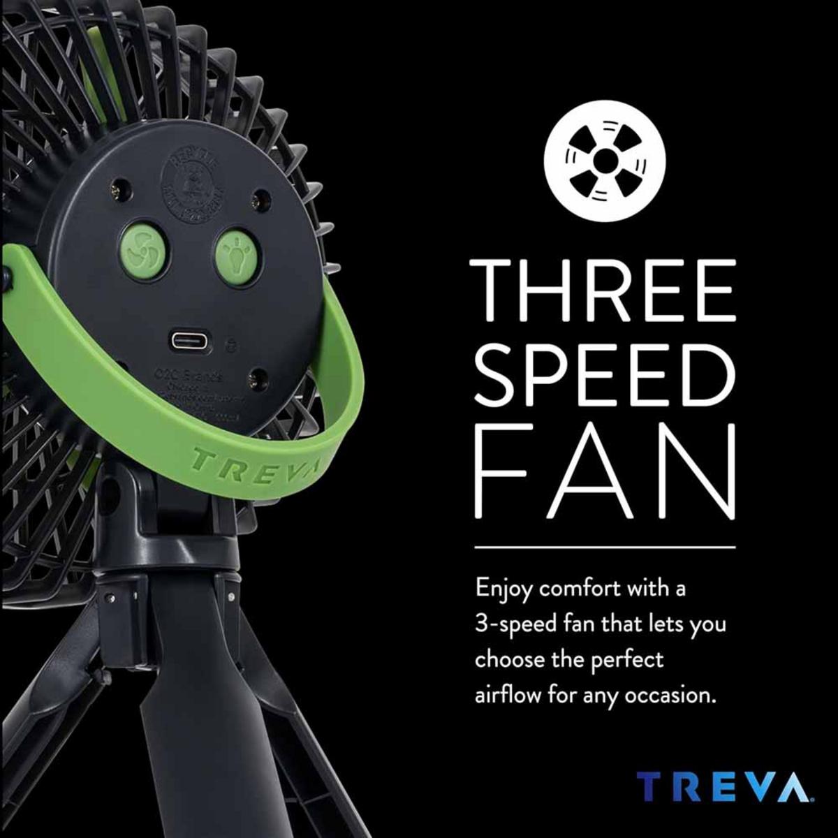 O2 Cool Treva 5 Inch Tripod Fan with Built-In Light and Attachable Phone Mount - Black O2 Cool Treva 5 Inch Tripod Fan with Built-In Light and Attachable Phone Mount - Black