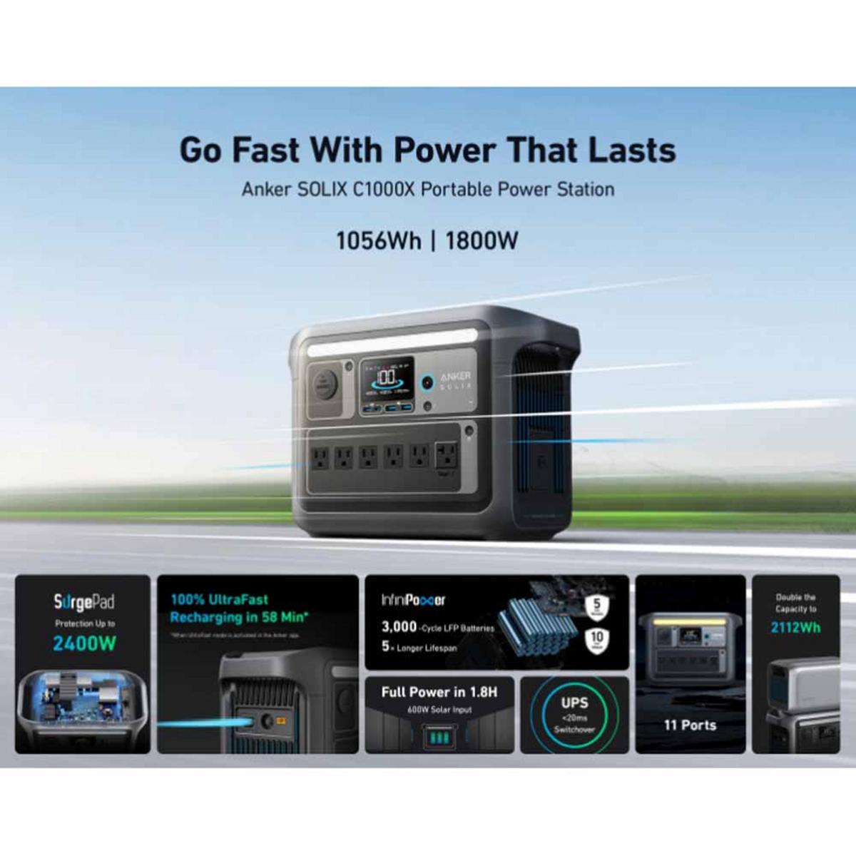 Anker Solix C1000X Portable Power Station 1056Wh/1800W Anker Solix C1000X Portable Power Station 1056Wh/1800W