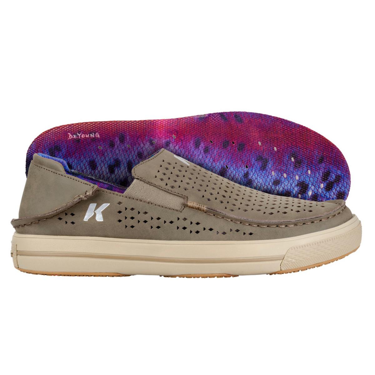 Korkers Fish Moc Vented Brown Trout with Fixed Kling-On Deck Soles Korkers Fish Moc Vented Brown Trout with Fixed Kling-On Deck Soles