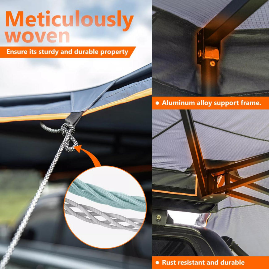 Trustmade Boneless 270Â° Car Side Awning Rooftop Pull Out Tent Shelter - Grey