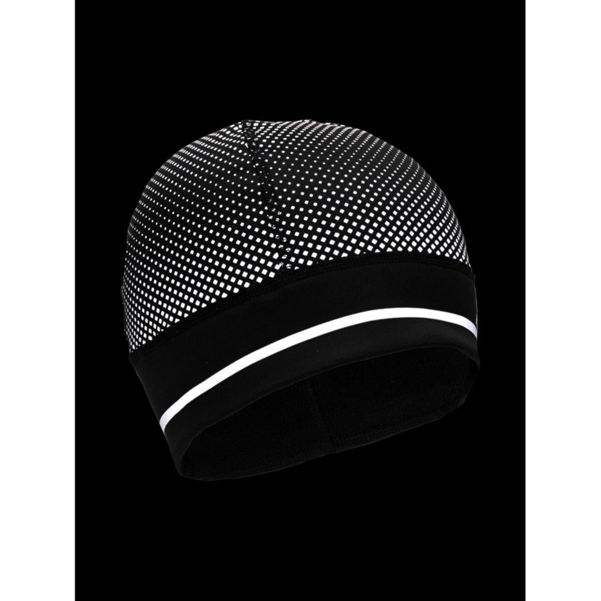 Nathan HyperNight Reflective Ponytail Beanie - Black/Geo Print Nathan HyperNight Reflective Ponytail Beanie - Black/Geo Print