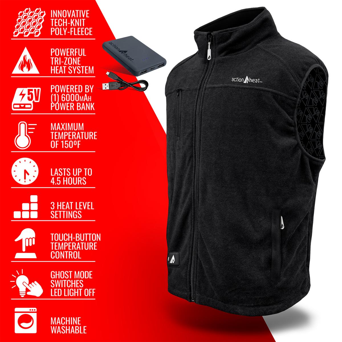 ActionHeat 5V Men's Performance Fleece Battery Heated Vest ActionHeat 5V Men's Performance Fleece Battery Heated Vest
