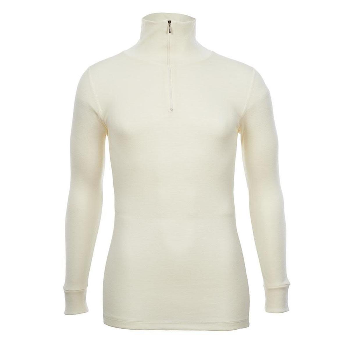 Merino Skins Unisex Long Sleeve Half Zip Front - White Merino Skins Unisex Long Sleeve Half Zip Front - White