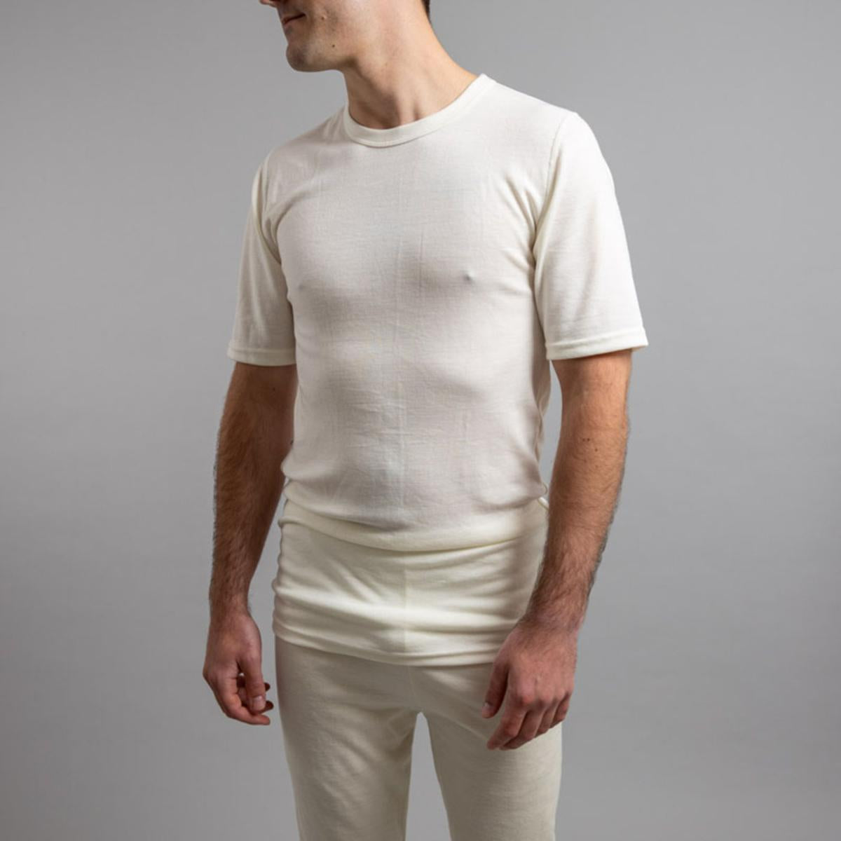 Merino Skins Unisex Short Sleeve Crew Neck - White Merino Skins Unisex Short Sleeve Crew Neck - White