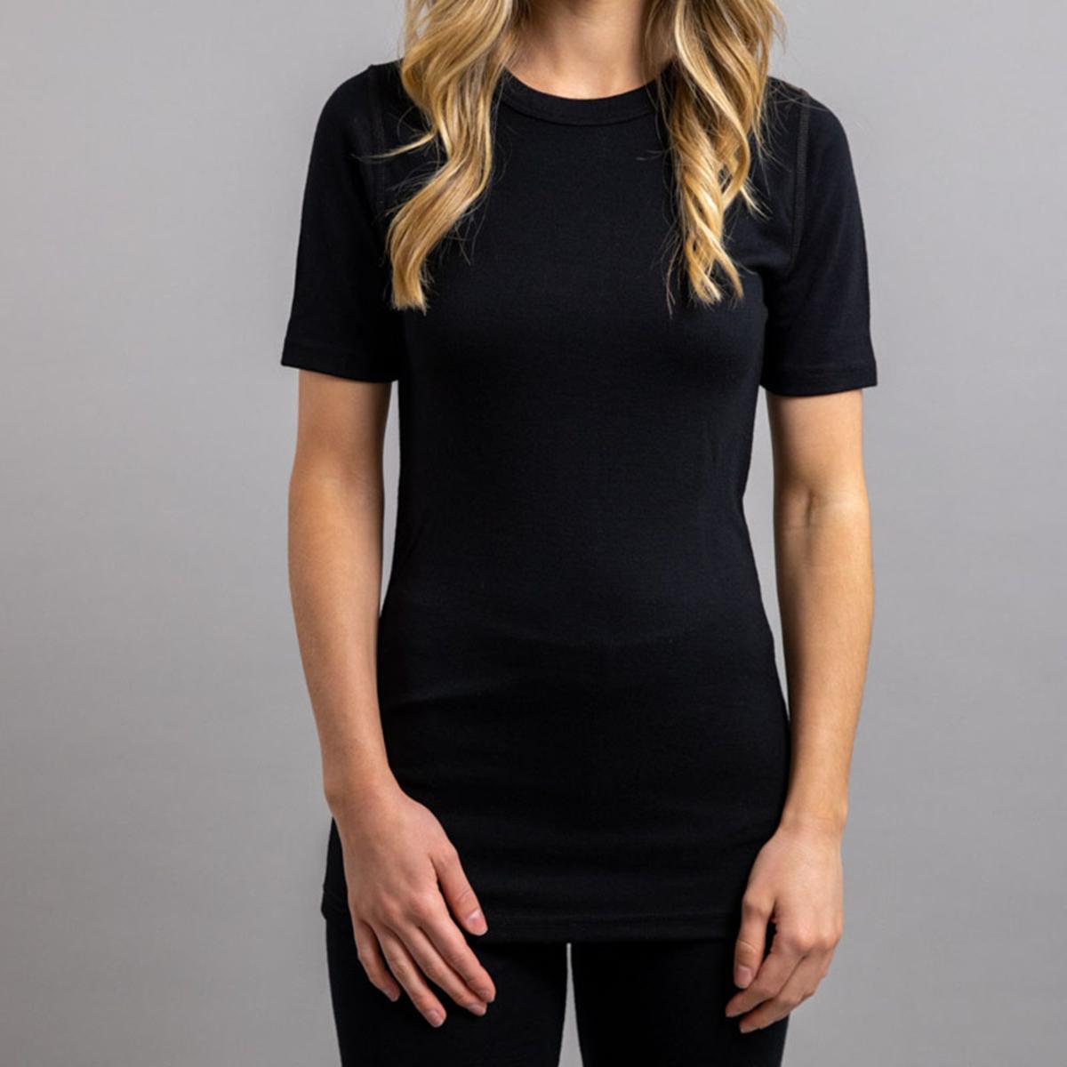 Merino Skins Unisex Short Sleeve Crew Neck - Black Merino Skins Unisex Short Sleeve Crew Neck - Black