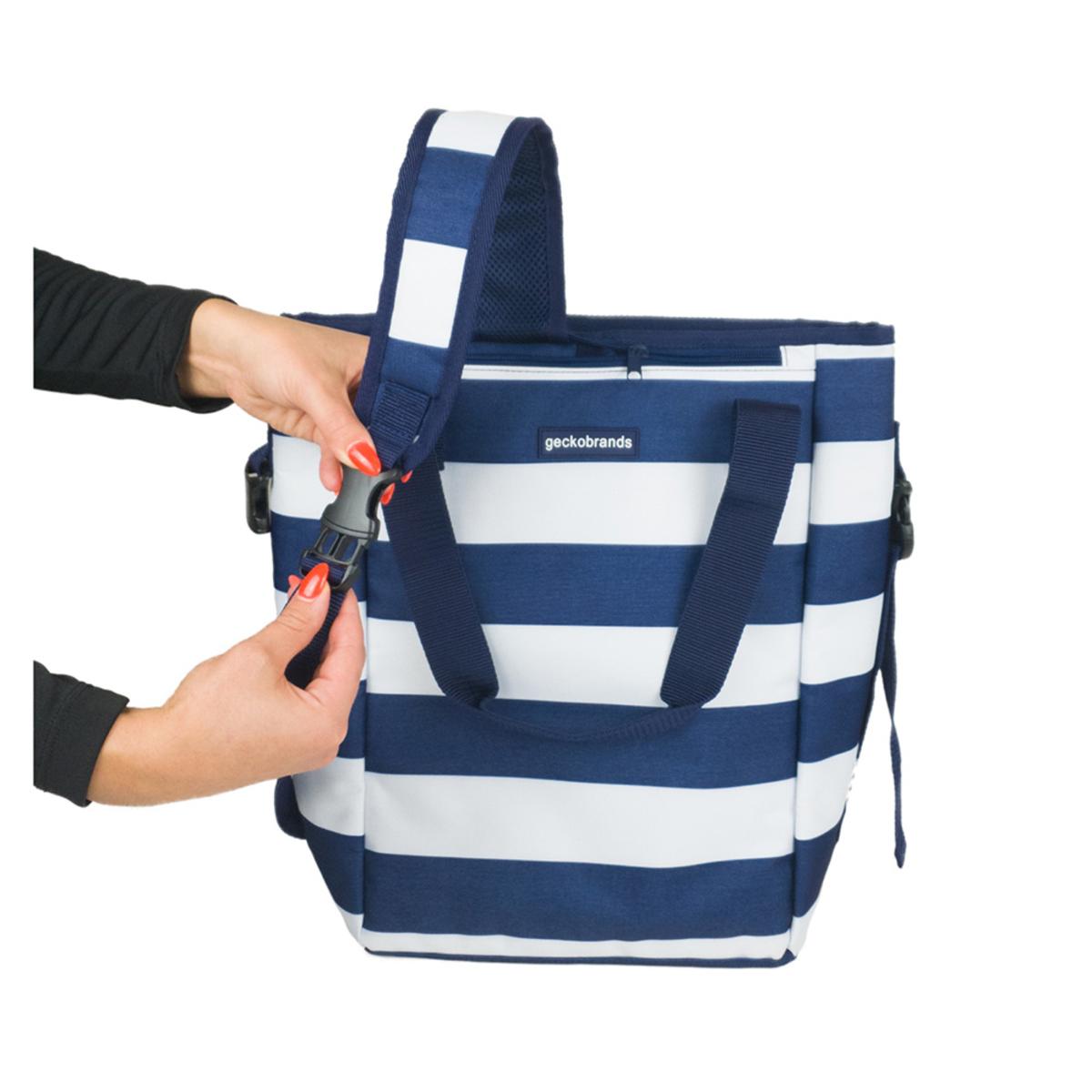 Geckobrands Convertible Tote & Backpack - Blue/White Stripe Geckobrands Convertible Tote & Backpack - Blue/White Stripe