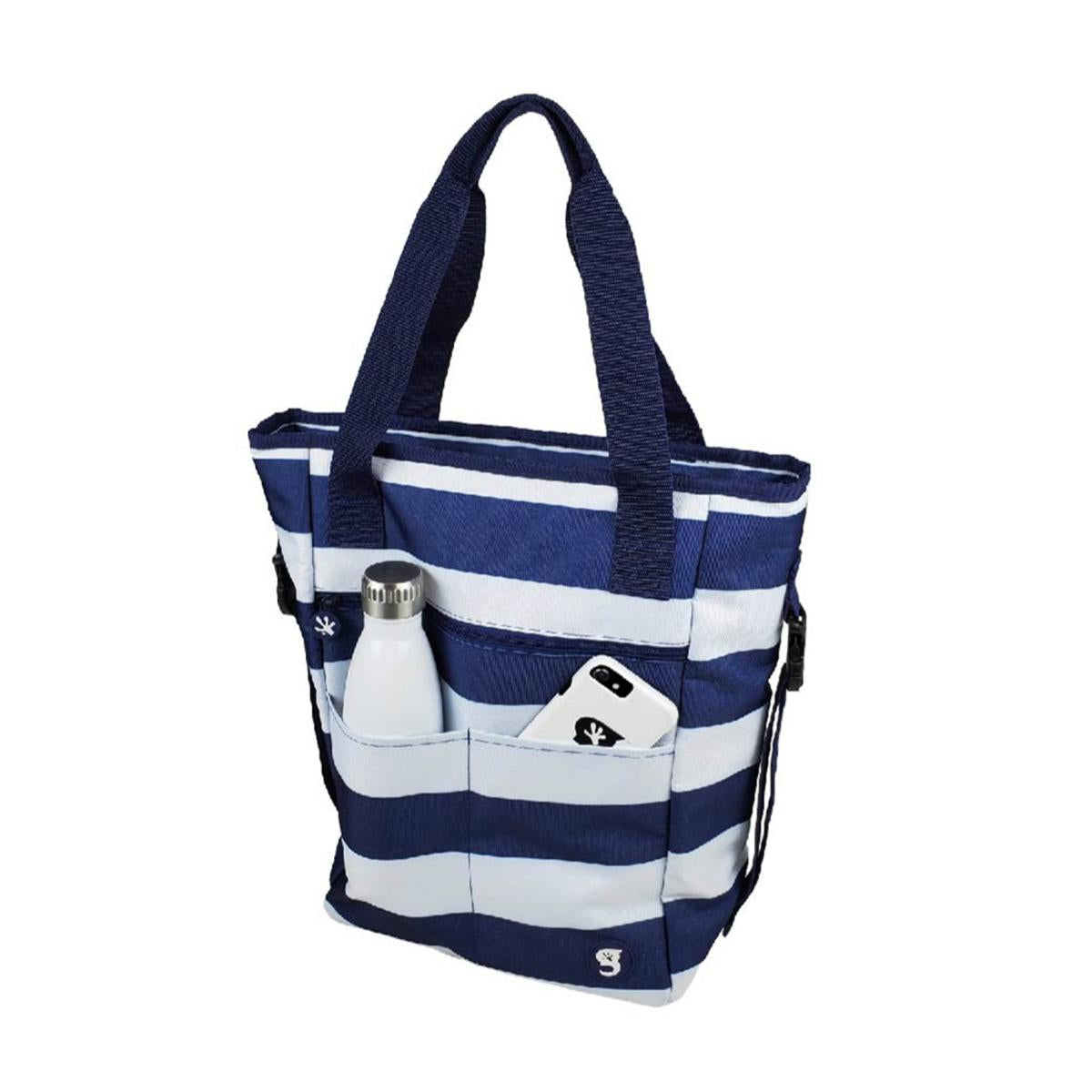 Geckobrands Convertible Tote & Backpack - Blue/White Stripe Geckobrands Convertible Tote & Backpack - Blue/White Stripe