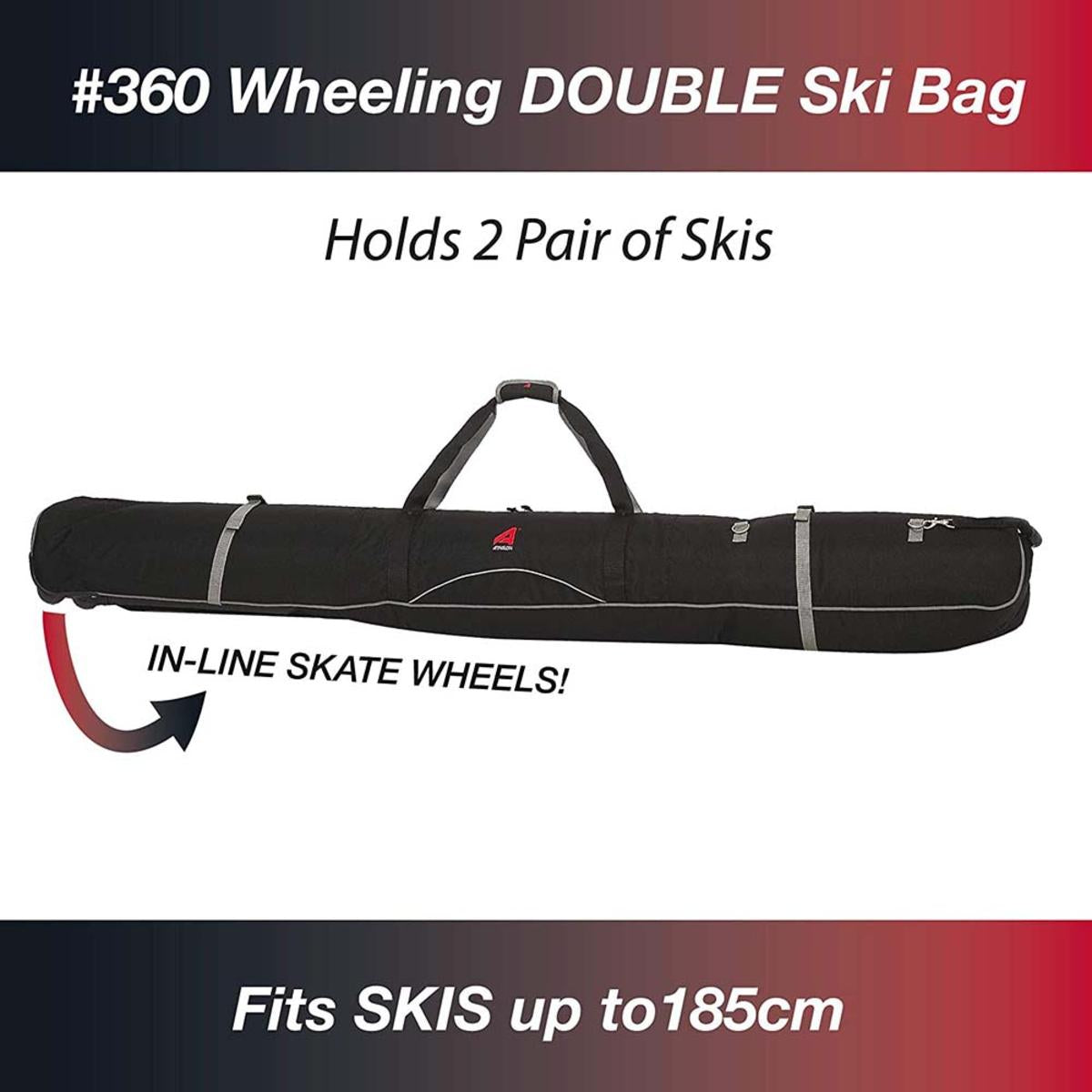 Athalon Wheeling Polyester Fabric Double Padded Ski Bag - 190cm Athalon Wheeling Polyester Fabric Double Padded Ski Bag - 190cm