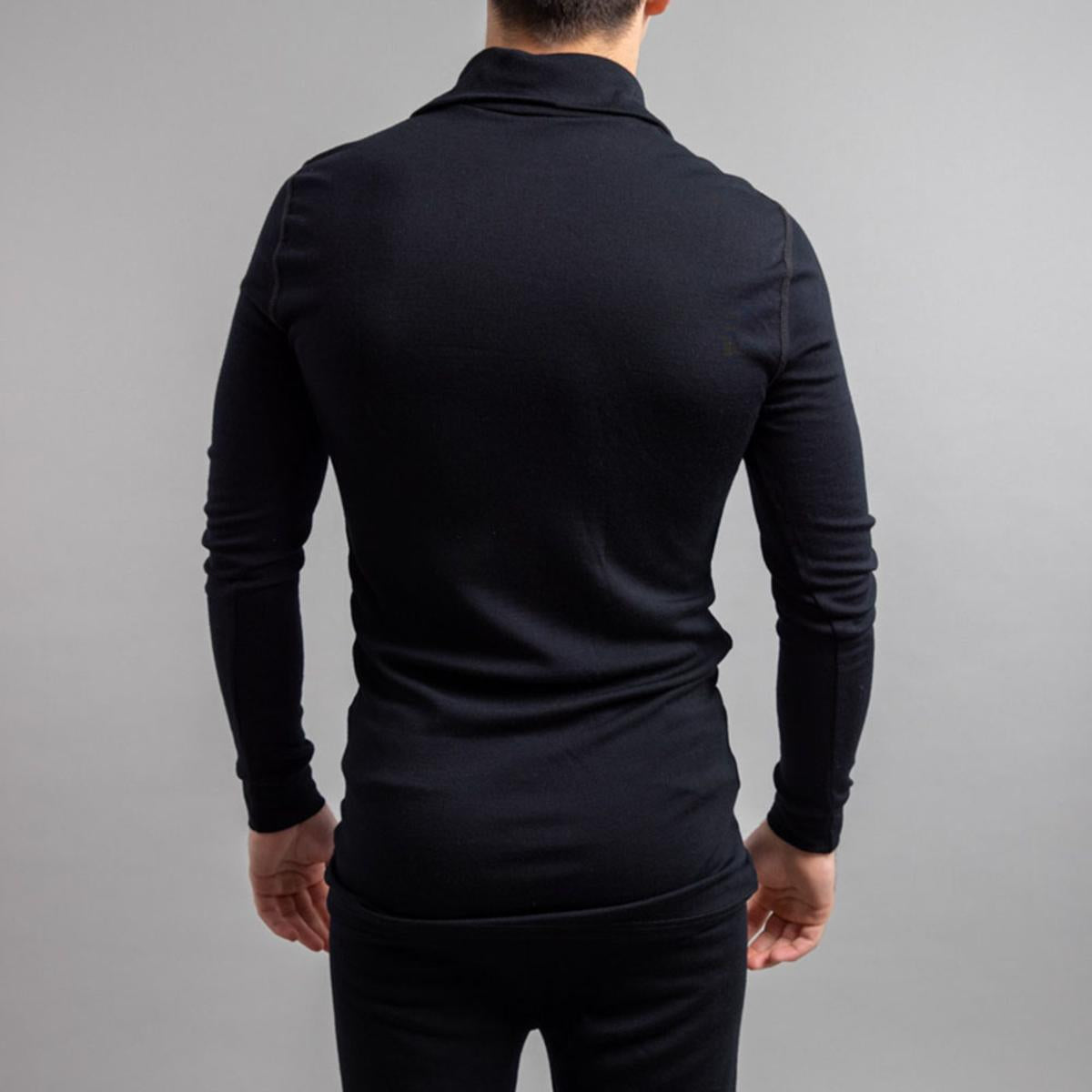 Merino Skins Unisex Long Sleeve Half Zip Front - Black Merino Skins Unisex Long Sleeve Half Zip Front - Black