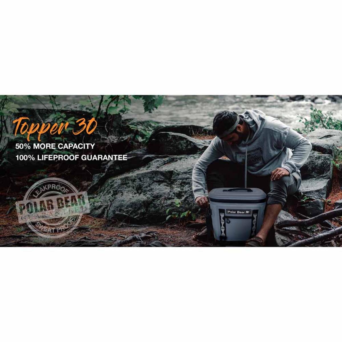 Polar Bear Coolers Topper 30 Cooler Bag - Grey Polar Bear Coolers Topper 30 Cooler Bag - Grey