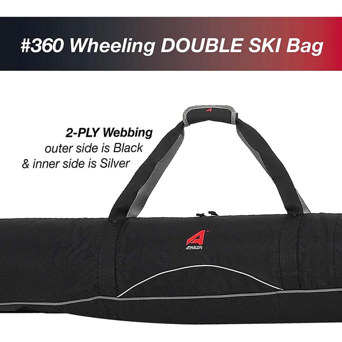 Athalon Wheeling Polyester Fabric Double Padded Ski Bag - 190cm Athalon Wheeling Polyester Fabric Double Padded Ski Bag - 190cm