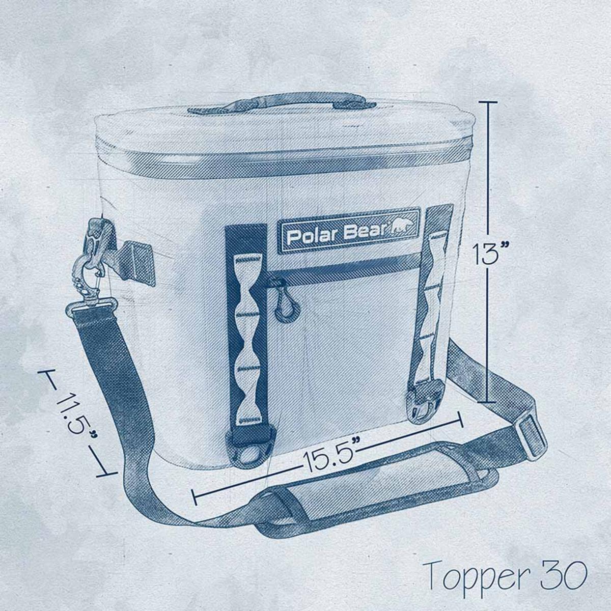 Polar Bear Coolers Topper 30 Cooler Bag - Grey Polar Bear Coolers Topper 30 Cooler Bag - Grey