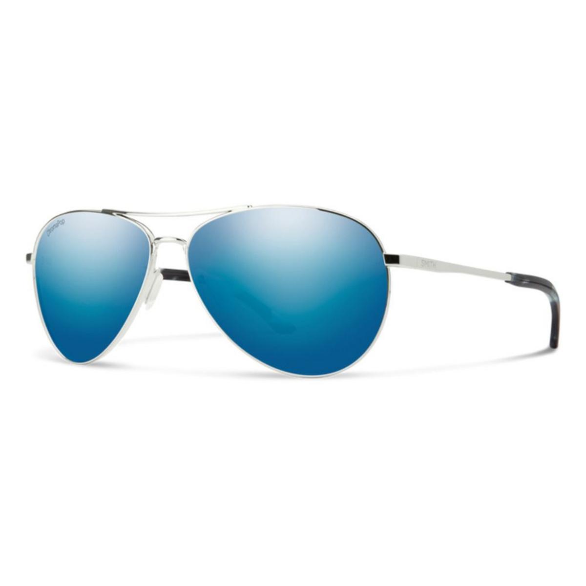 Smith Optics Langley 2 Sunglasses ChromaPop Polarized Blue Mirror - Silver Frame Smith Optics Langley 2 Sunglasses ChromaPop Polarized Blue Mirror - Silver Frame
