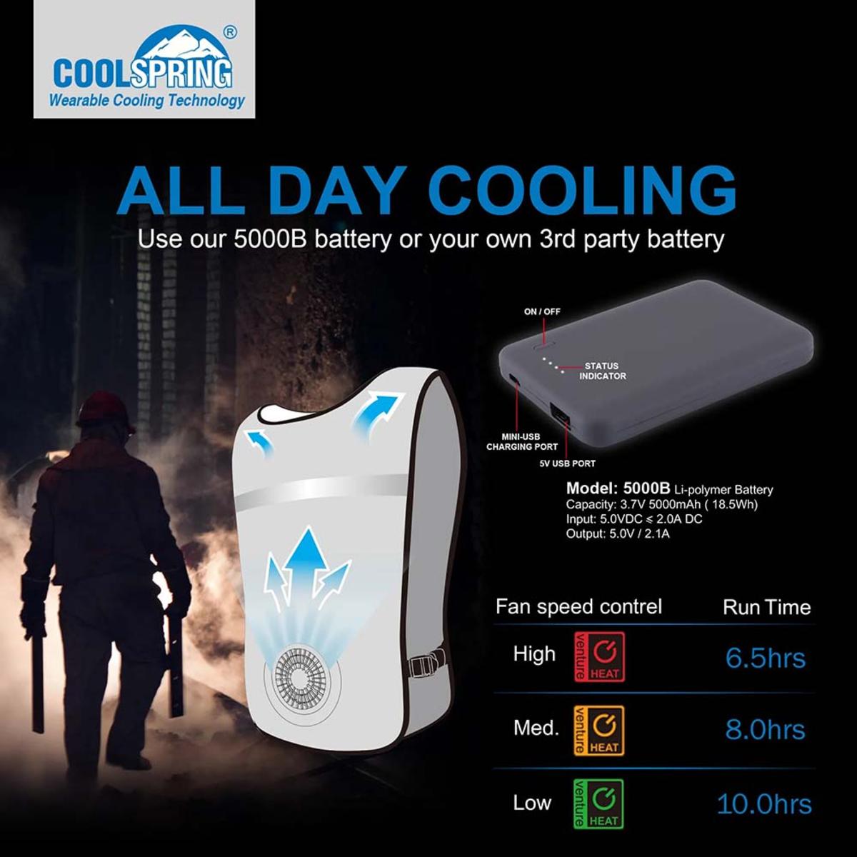 Venture Heat Unisex WindTech Pro 3 Speed Wearable Cooling Fan Vest with 3.7V Battery Venture Heat Unisex WindTech Pro 3 Speed Wearable Cooling Fan Vest with 3.7V Battery