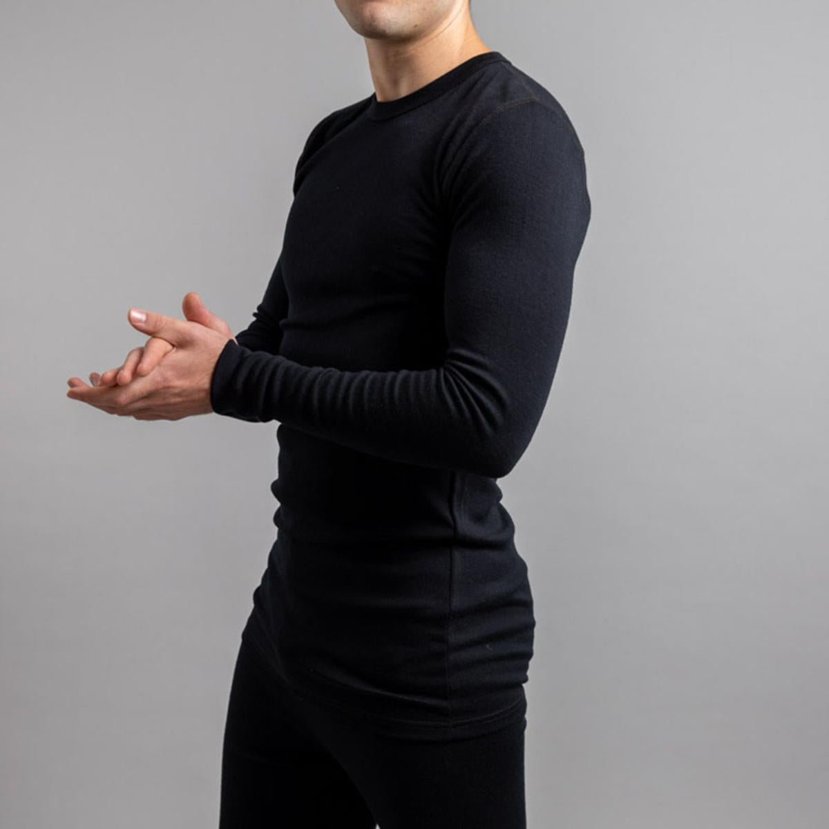 Merino Skins Unisex Long Sleeve Crew Neck - Black Merino Skins Unisex Long Sleeve Crew Neck - Black