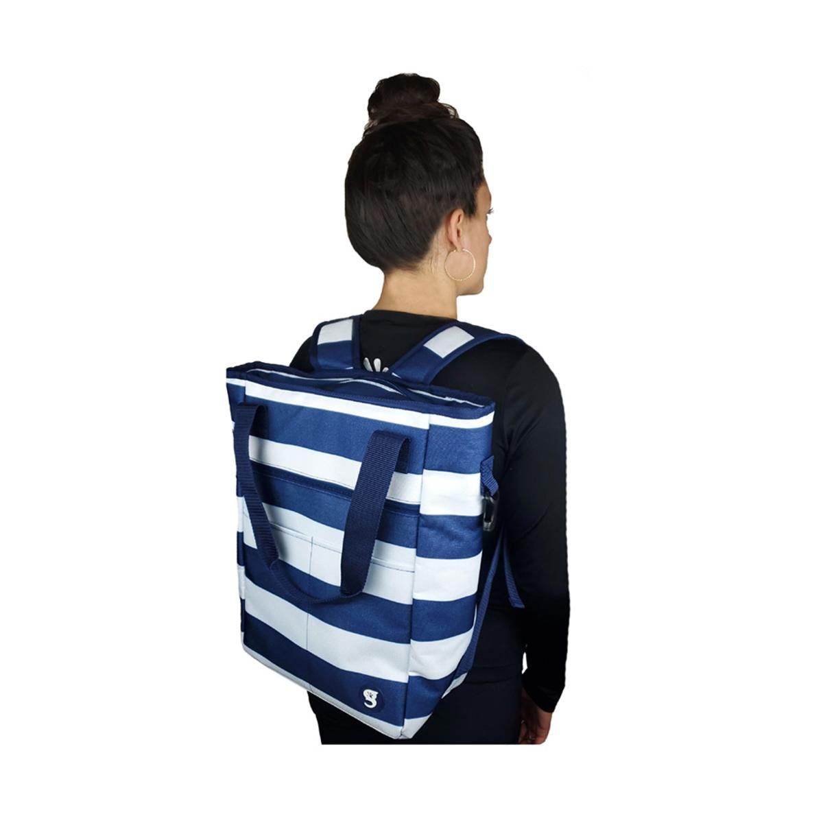 Geckobrands Convertible Tote & Backpack - Blue/White Stripe Geckobrands Convertible Tote & Backpack - Blue/White Stripe
