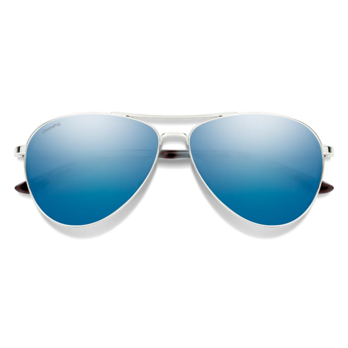 Smith Optics Langley 2 Sunglasses ChromaPop Polarized Blue Mirror - Silver Frame Smith Optics Langley 2 Sunglasses ChromaPop Polarized Blue Mirror - Silver Frame