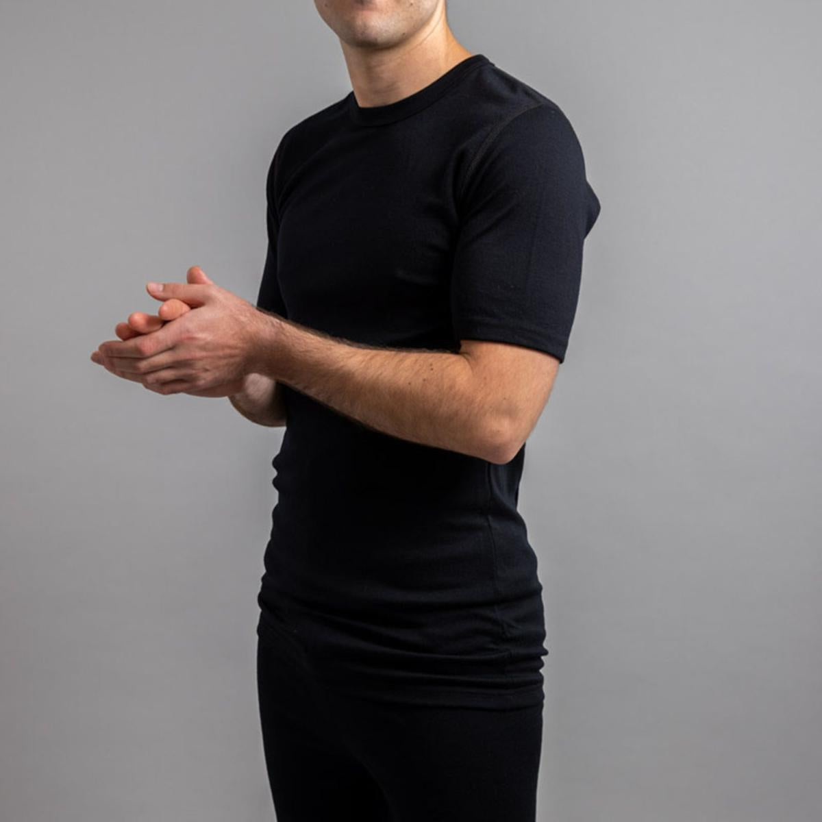 Merino Skins Unisex Short Sleeve Crew Neck - Black Merino Skins Unisex Short Sleeve Crew Neck - Black