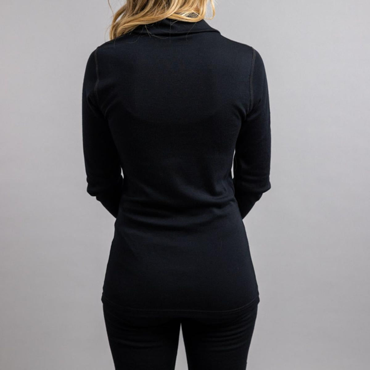 Merino Skins Unisex Long Sleeve Half Zip Front - Black Merino Skins Unisex Long Sleeve Half Zip Front - Black