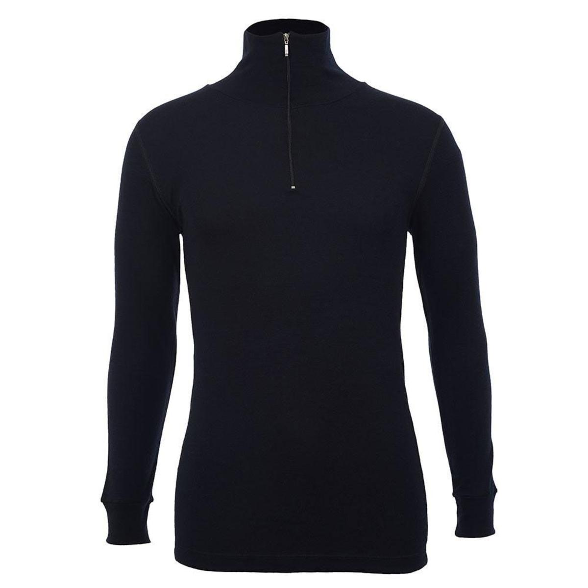 Merino Skins Unisex Long Sleeve Half Zip Front - Black Merino Skins Unisex Long Sleeve Half Zip Front - Black