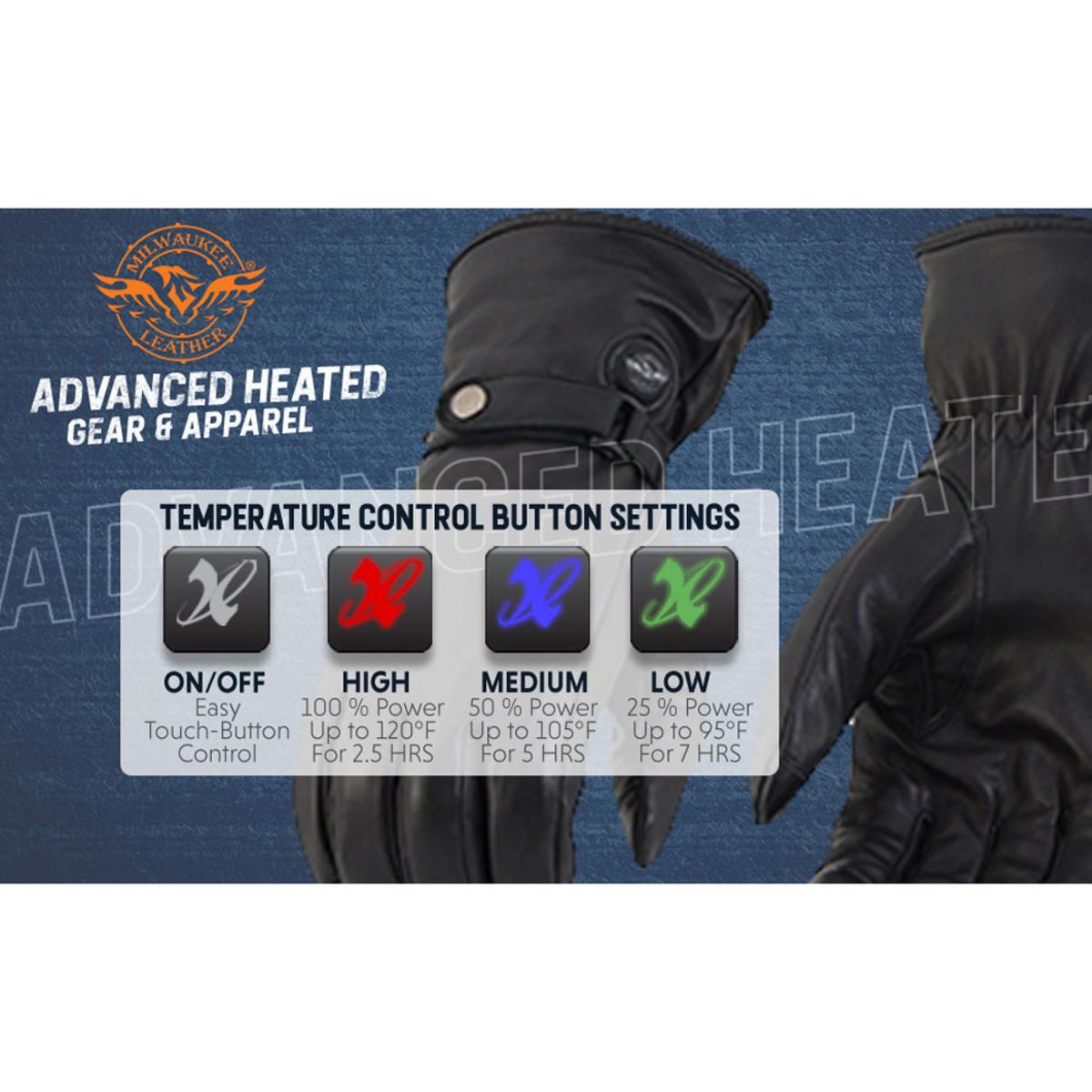 Milwaukee Leather Men's 7V Leather Heated Winter Gloves Milwaukee Leather Men's 7V Leather Heated Winter Gloves