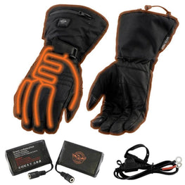 Milwaukee Leather Men's Heated Leather/Textile Winter Gloves with Battery/Harness Wire and i-Touch