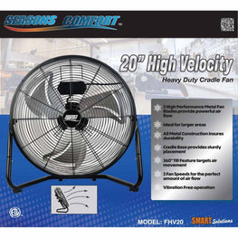 Seasons Comfort 20" High Velocity Heavy Duty Fan - Black