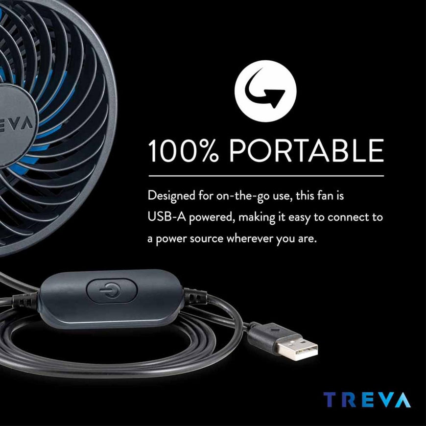 O2 Cool Treva 3.5 Inch USB Powered Fan with Suction Cup - Black