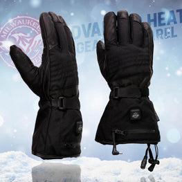 Milwaukee Leather Men's Heated Leather/Textile Winter Gloves with Battery/Harness Wire and i-Touch