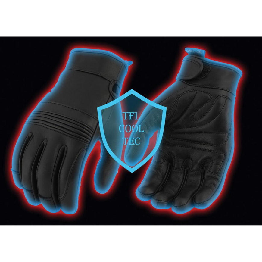 Milwaukee Leather Men's Cool-Tec Leather Gel Palm Motorcycle Hand Gloves with Flex Knuckles