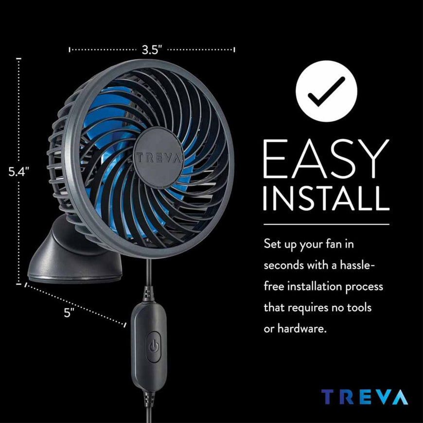 O2 Cool Treva 3.5 Inch USB Powered Fan with Suction Cup - Black