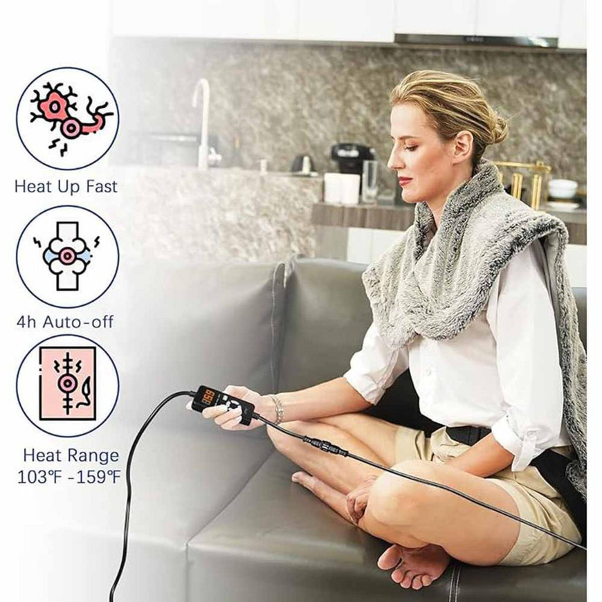 UTK Far Infrared Heating Pad for Neck Shoulder & Back Pain Relief - Brown