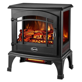 World Marketing Comfort Glow The Sanibel 3-Sided Infrared Quartz Electric Stove - Black