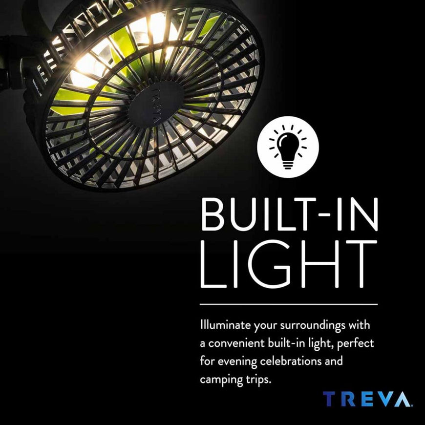 O2 Cool Treva 5 Inch Tripod Fan with Built-In Light and Attachable Phone Mount - Black
