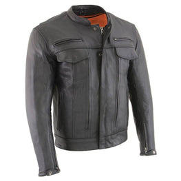 Milwaukee Leather Men's Cool-Tec Real Leather Scooter Style Motorcycle Jacket with Utility Pockets