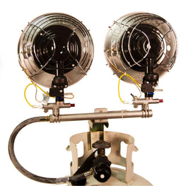 World Marketing Double Burner Tank Top Heater with Tip-over Shut-off - Match Ignition/Silver