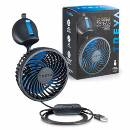O2 Cool Treva 3.5 Inch USB Powered Fan with Suction Cup - Black