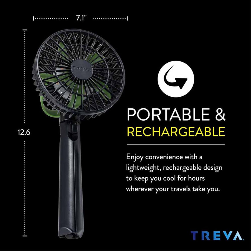 O2 Cool Treva 5 Inch Tripod Fan with Built-In Light and Attachable Phone Mount - Black