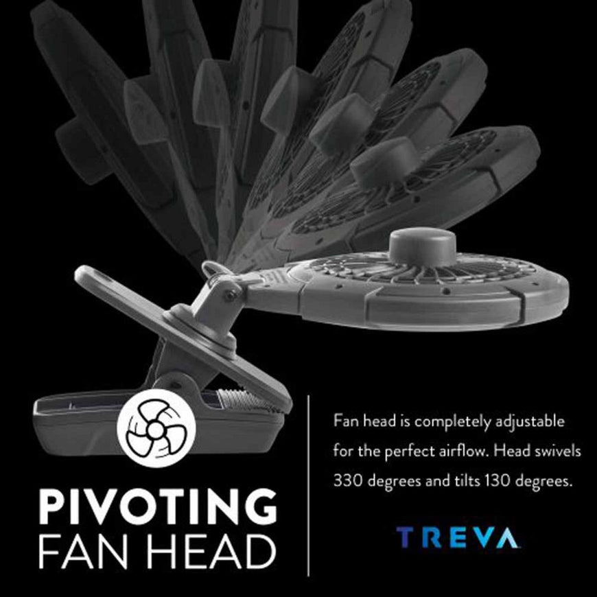 O2 Cool Treva 5 Inch Battery Operated Camping Clip Fan - Gray with Khaki Grill