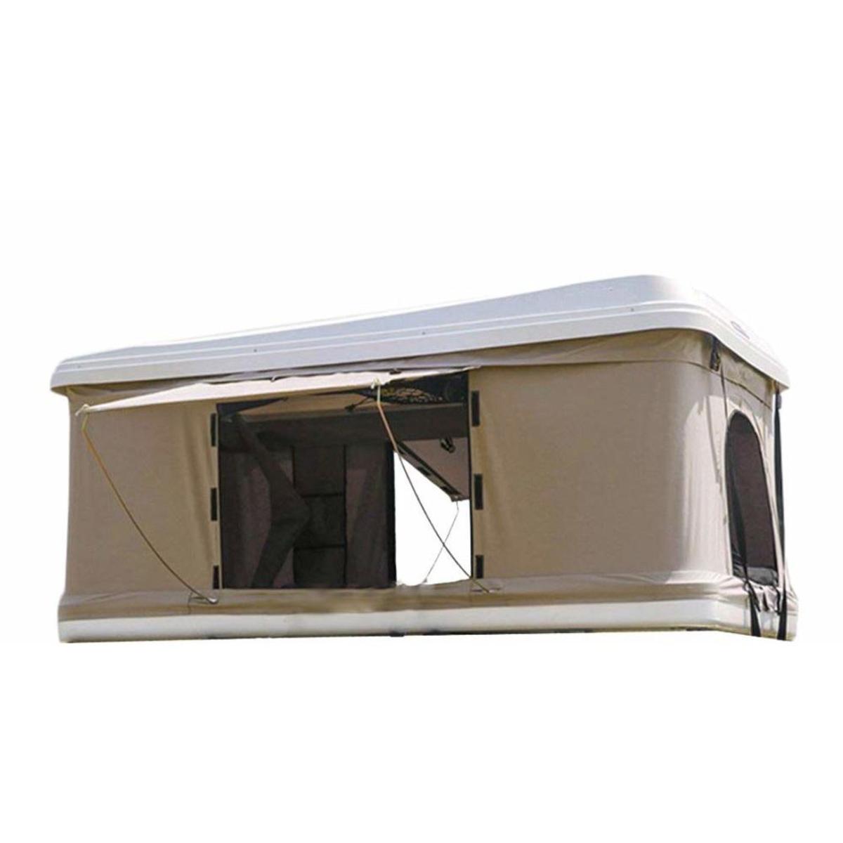Trustmade White Hard Shell Beige Rooftop Tent 2mins Setup 100% Waterproof 50mm Mattress